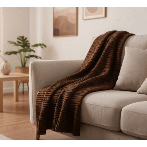The Cozy Eddit | Handknit Throw | Mocha Warmth
