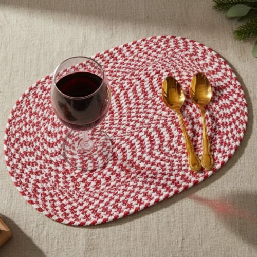 Red and White table mat
